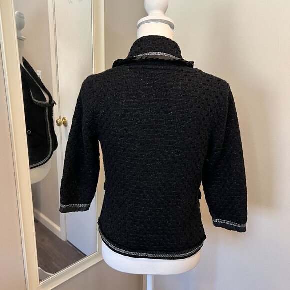 White House Black Market Black textured jacket with silver braiding, Size Small - Picture 11 of 15